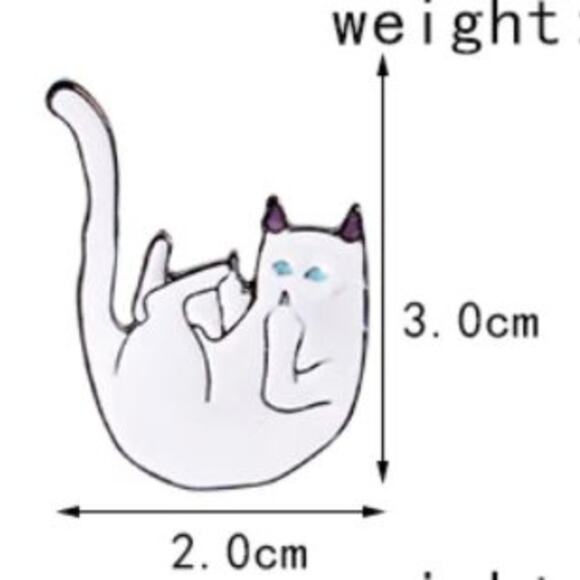 Middle Finger Cat Kitten Pin Brooch - Picture 1 of 3